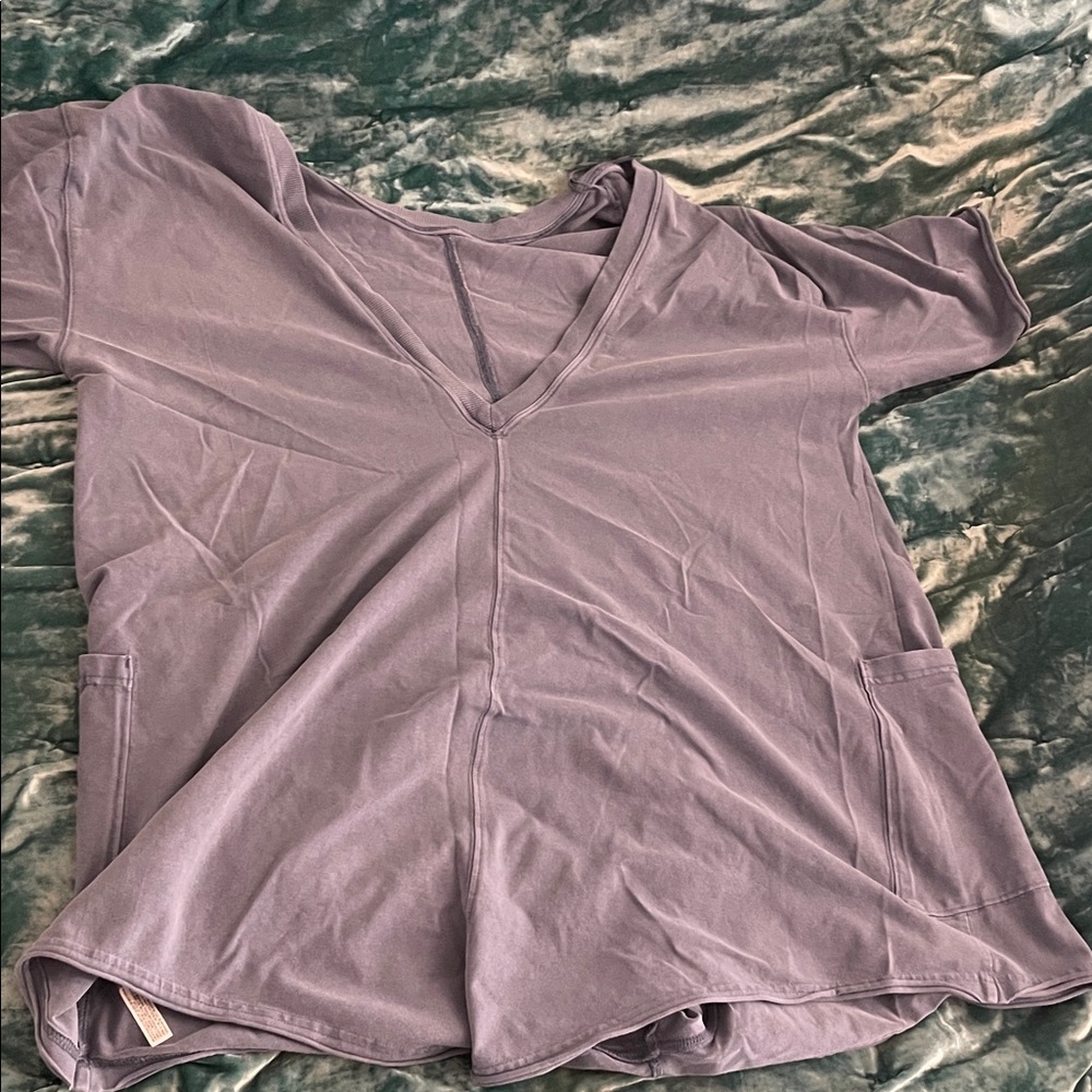 Free People Movement short sleeve romper oversized small light blue - Picture 3 of 7